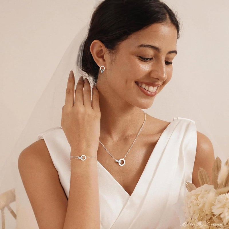 Mujahid Store Gold & Silver Jewelry Set (Necklace, Earrings, Ring) - Water-Resistant, Hypoallergenic & Fashionable Jewelry for Wedding, Christmas & Birthday - Image 2